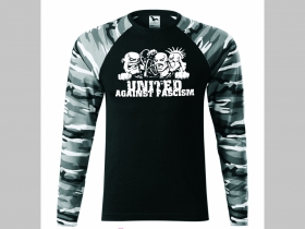 United Against Fascism pánske tričko (nie mikina!!) s dlhými rukávmi vo farbe " metro " čiernobiely maskáč gramáž 160 g/m2 materiál 100%bavlna